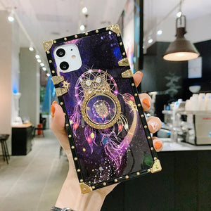 Starry sky flower square phone case