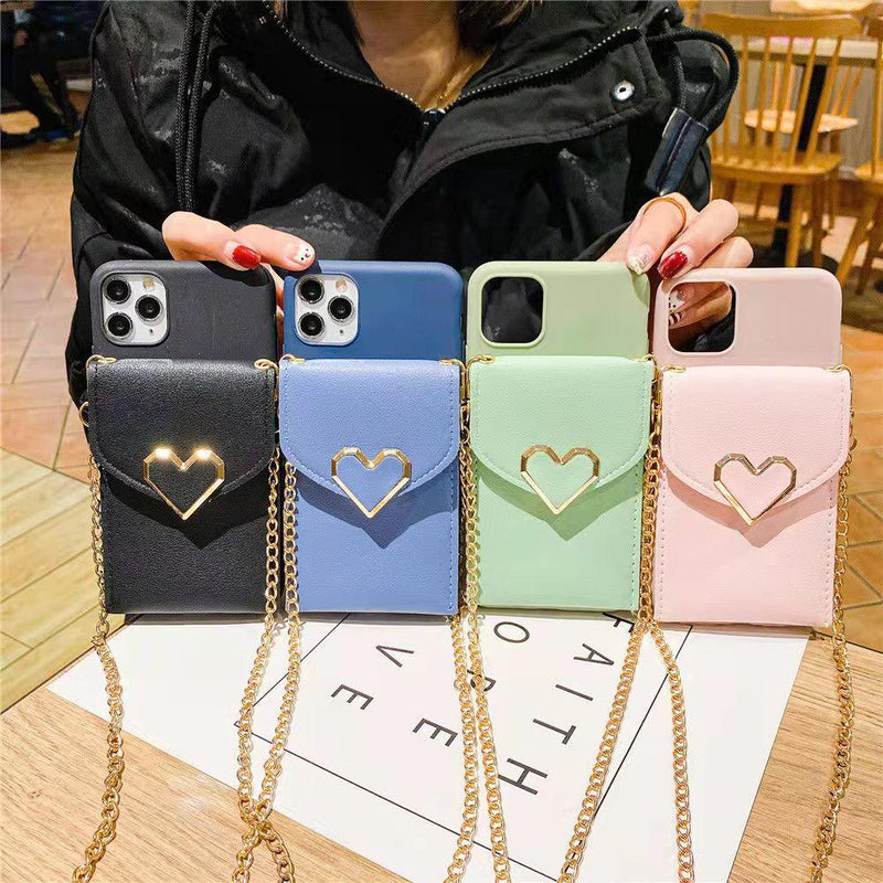 Crossbody coin purse chain phone case for iphone