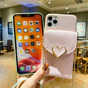 Crossbody coin purse chain phone case for iphone