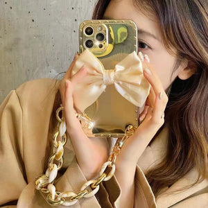 Luxury bow Carry chain phone case For iphone
