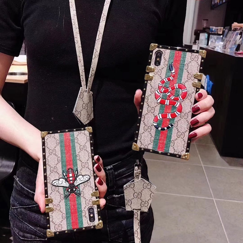 Embroidery lanyard square phone case