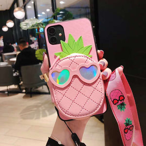 Cute Pineapple Leather Wallet Case