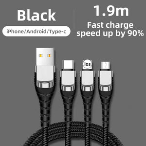 3 in 1 Super Fast USB Cable Type C Cable