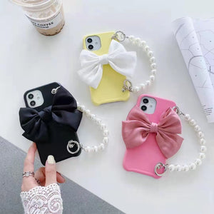 Luxury leather pearl bracelet phone case For iphone