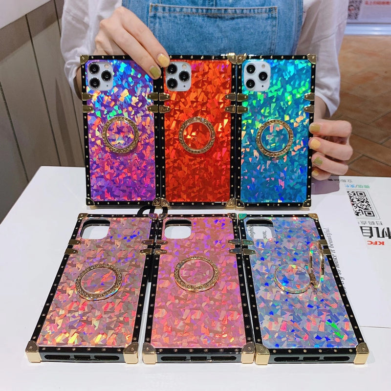 Sparkling laser square phone case