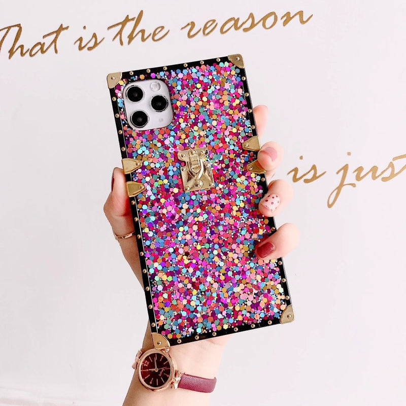 shiny sequined square phone case
