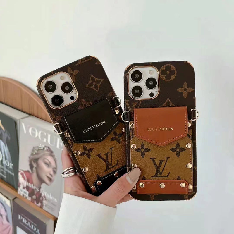 Body cross card hold leather phone case for iphone
