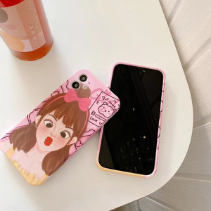 Cute girl invisible bracket phone case