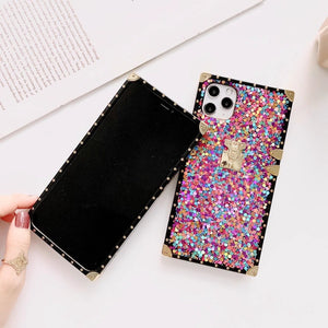 shiny sequined square phone case for samsung