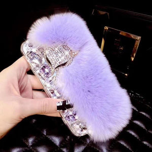Fashion crystal plush phone case