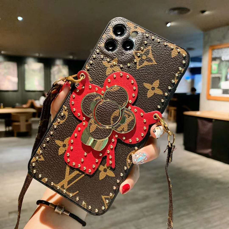 The New Letter Flower Ring Buckle Phone Case