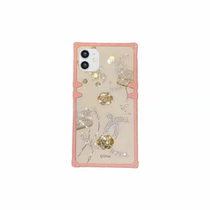 Pink diamond square phone case  for Samsung
