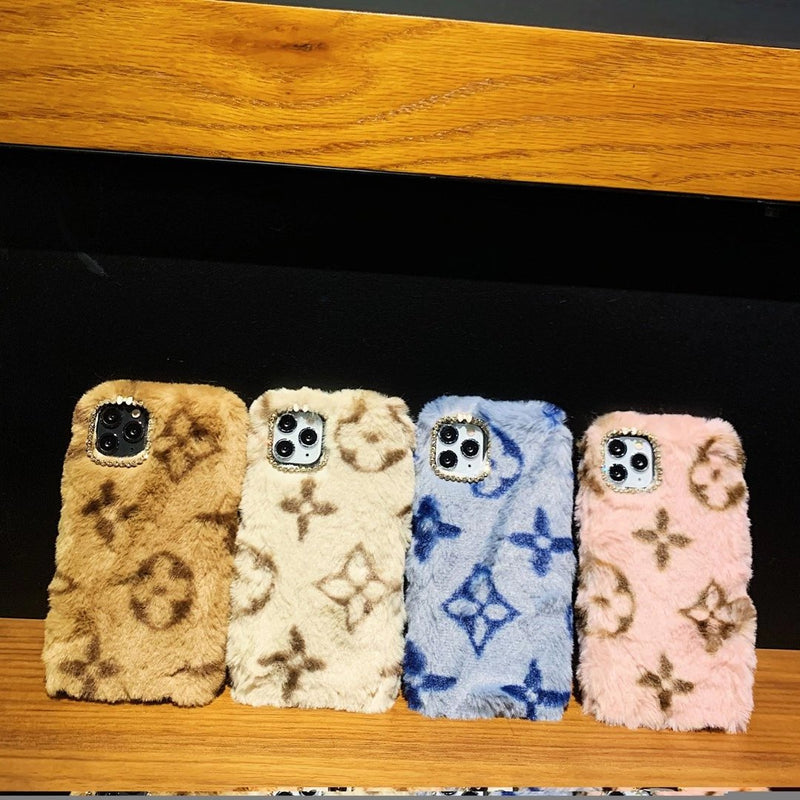 Classic pattern plush phone case