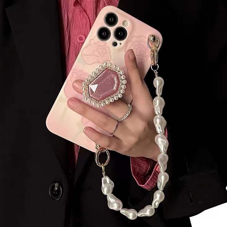 Light Pink Rose Pearl Holder Phone Case