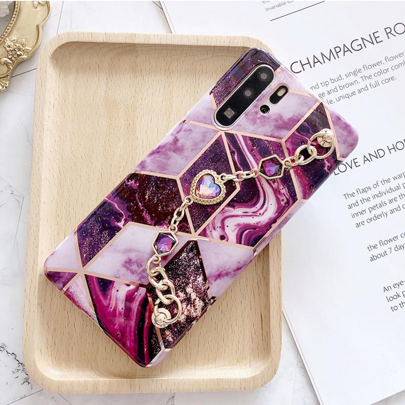 Marble gem chain phone case