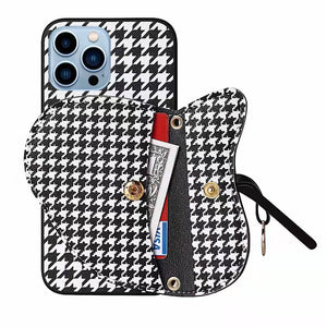 Houndstooth wallet portable phone case  For Samsung