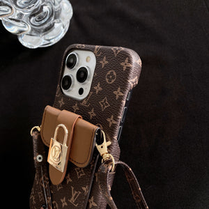 Body cross card hold leather phone case for iphone