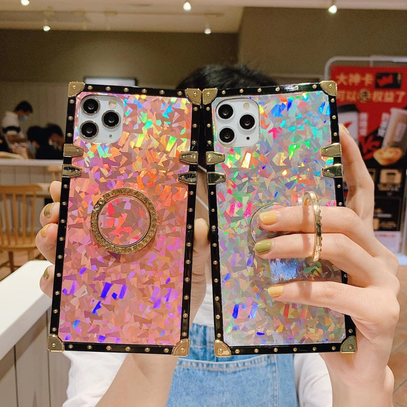 Sparkling laser square phone case