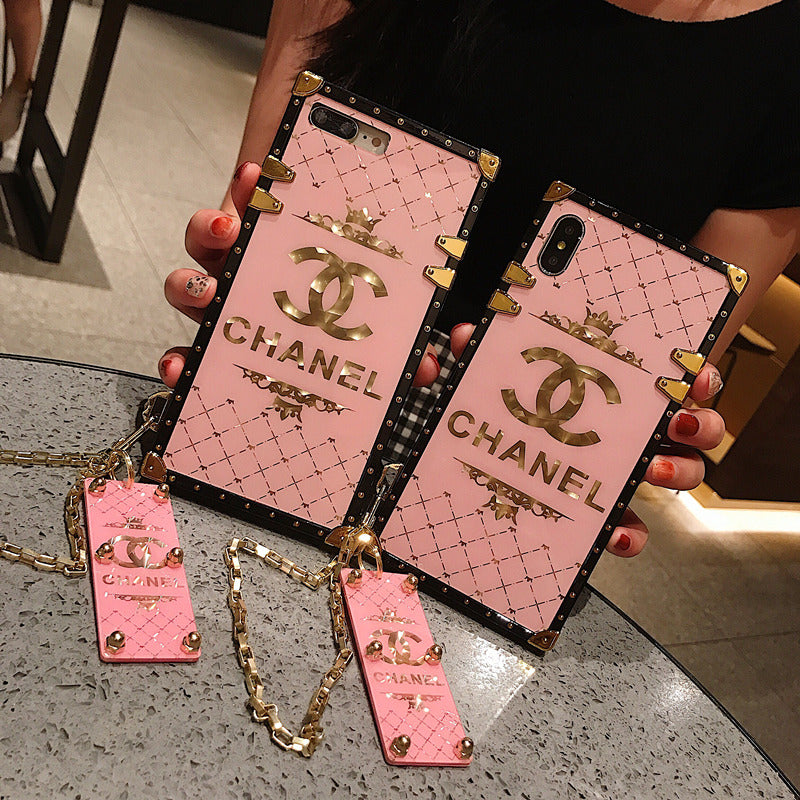 Luxury pink square phone case