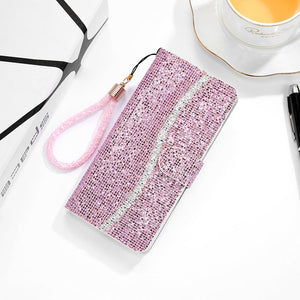 Shiny wallet crystal wrist phone case