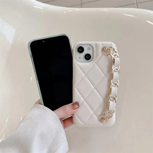 Luxury Wrist strap leather phone case for iphone