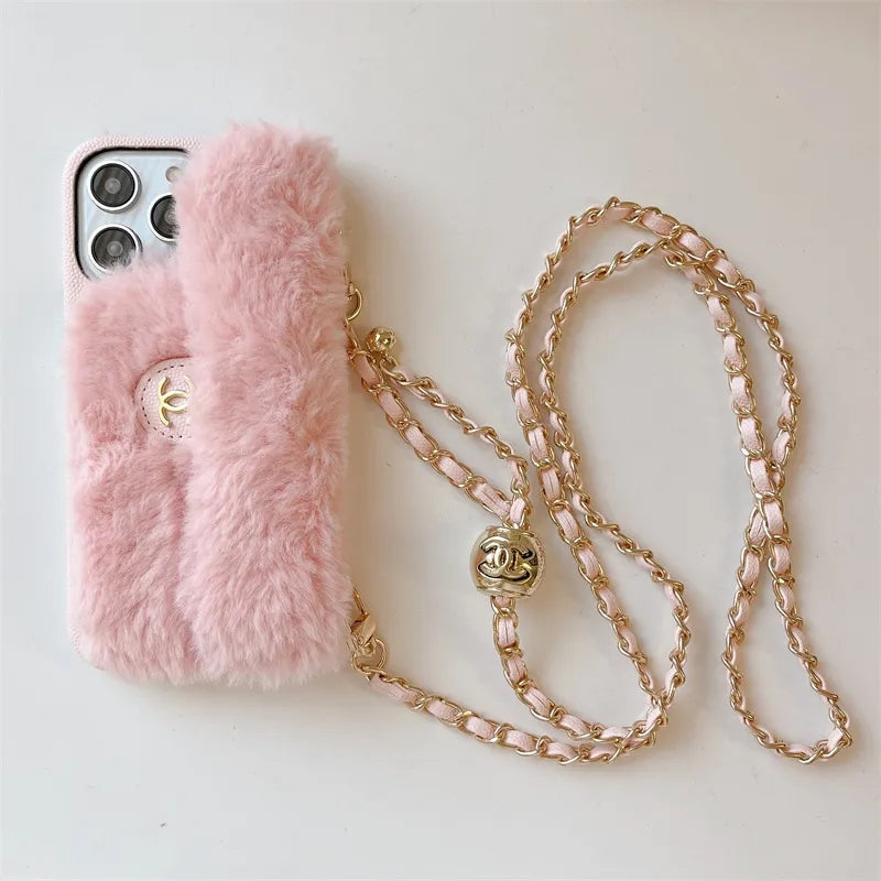 Luxury soft body cross plush phone case for iphone