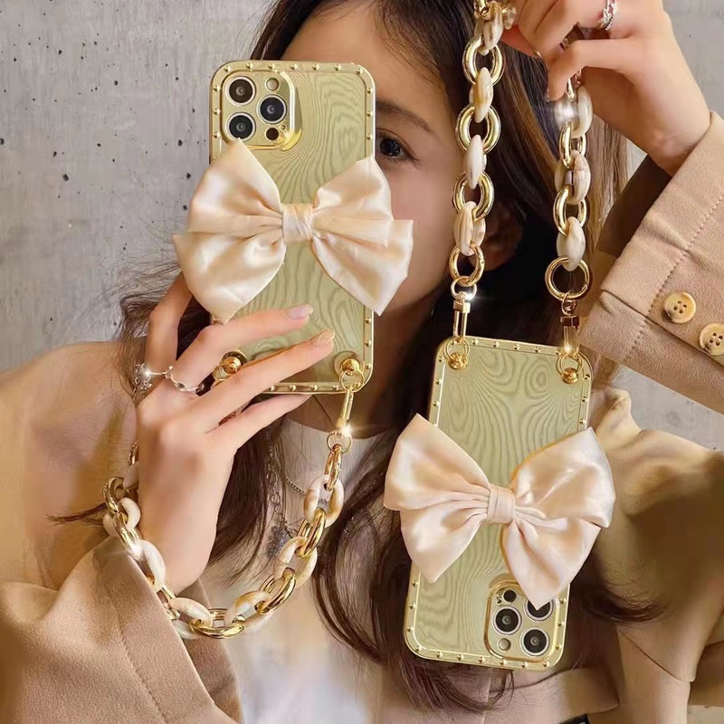 Luxury bow Carry chain phone case For iphone