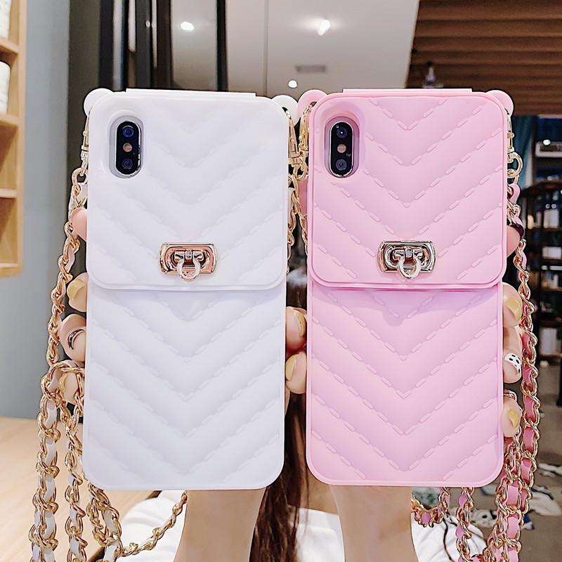 Chain silicone wallet mobile phone case