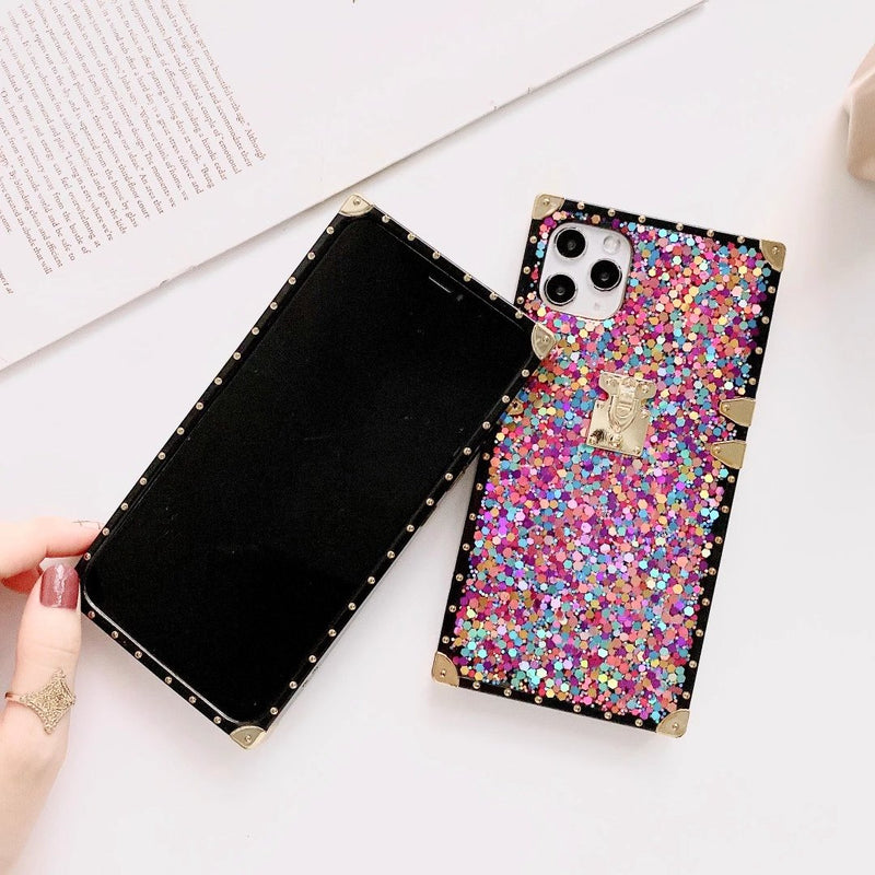 shiny sequined square phone case