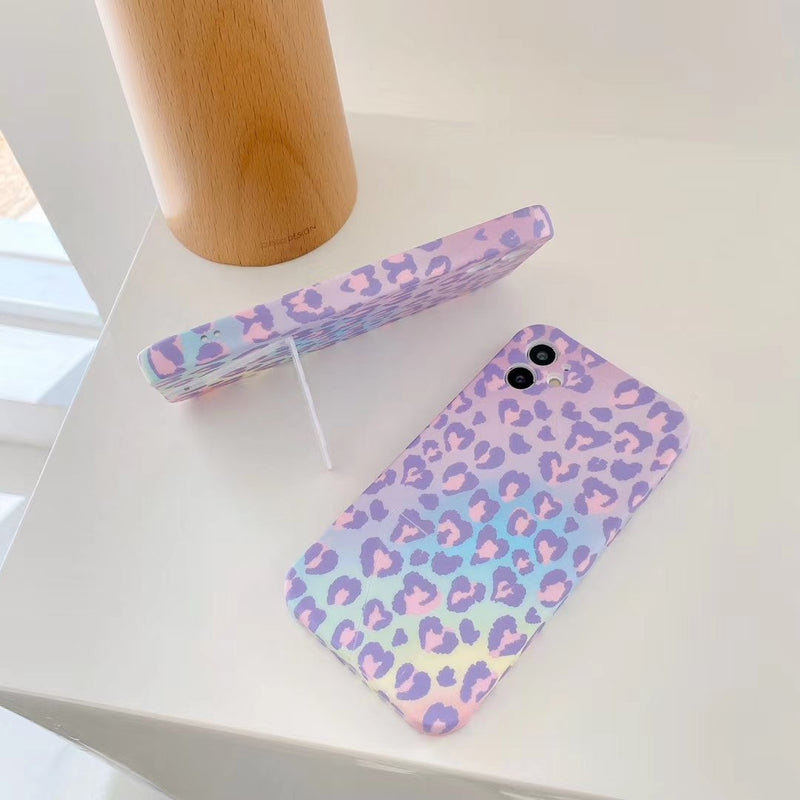 Cute leopard print liquid silicone phone case