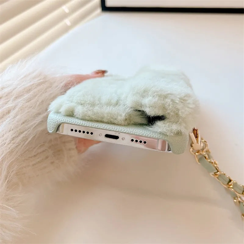 Luxury soft body cross plush phone case for iphone