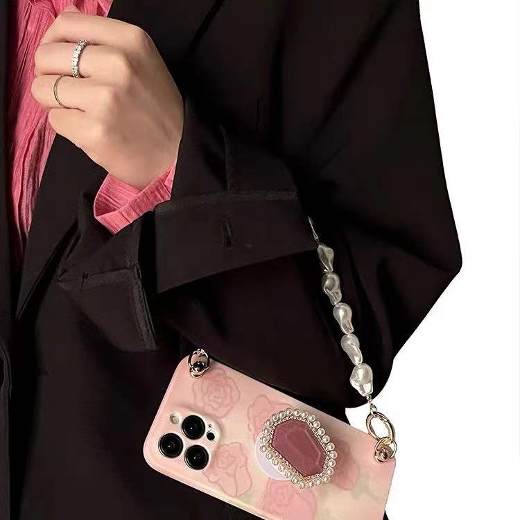 Light Pink Rose Pearl Holder Phone Case