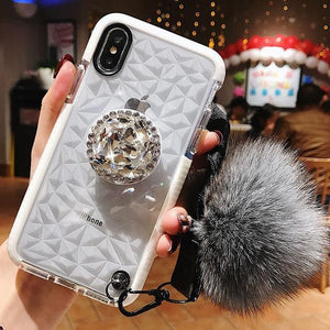 diamond hair ball  bracket phone  case