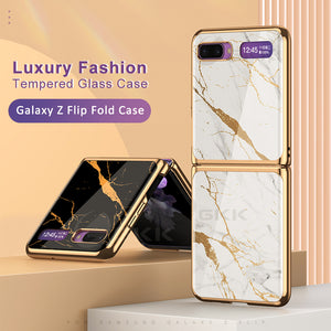 Luxury Pattern Tempered Glass Fold Case For Samsung Galaxy Z Flip